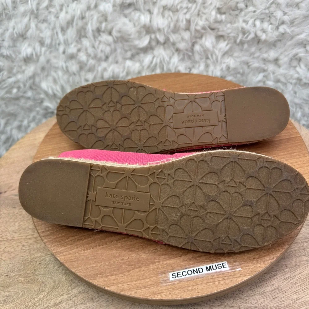 Kate Spade Gavyn Pink Peony‎ Lip Floral Espadrille Flats Shoes Women Size 6.5M